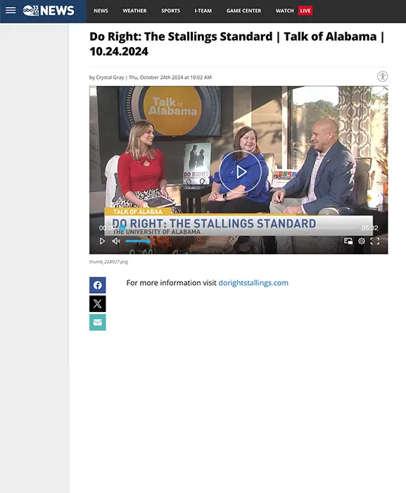 Do Right- The Stallings Standard | Talk of Alabama | 10.24.24