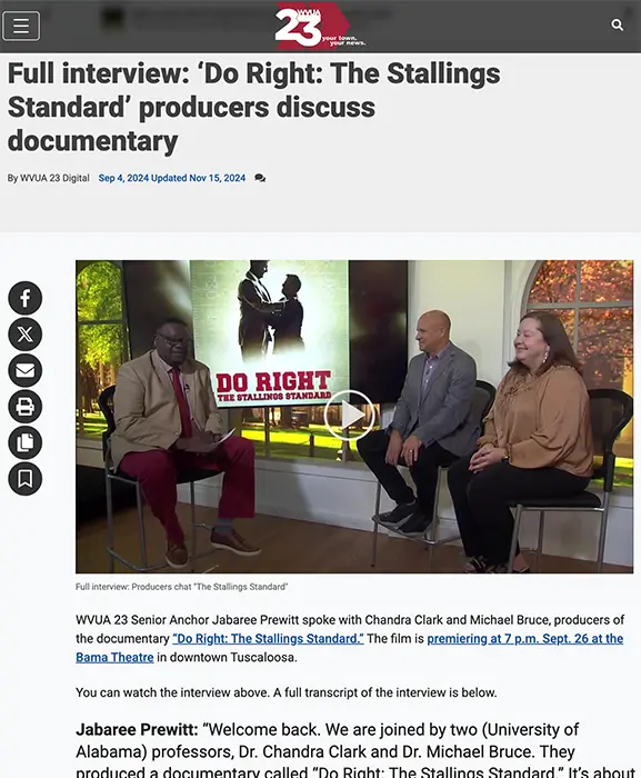 Full interview- 'Do Right- The Stallings Standard' Producers discuss documentary
